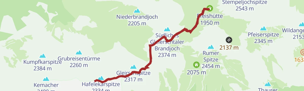 Route map: Auf dem Goetheweg zur Pfeishütte